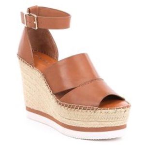 Gianni Bini brown leather espadrille wedges